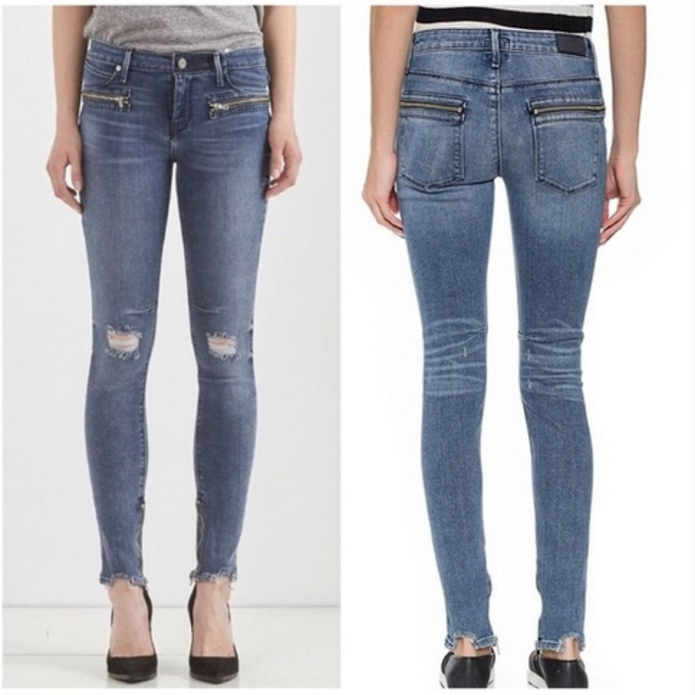 RtA The Jagger Frayed Zip Around Skinny Jeans. New